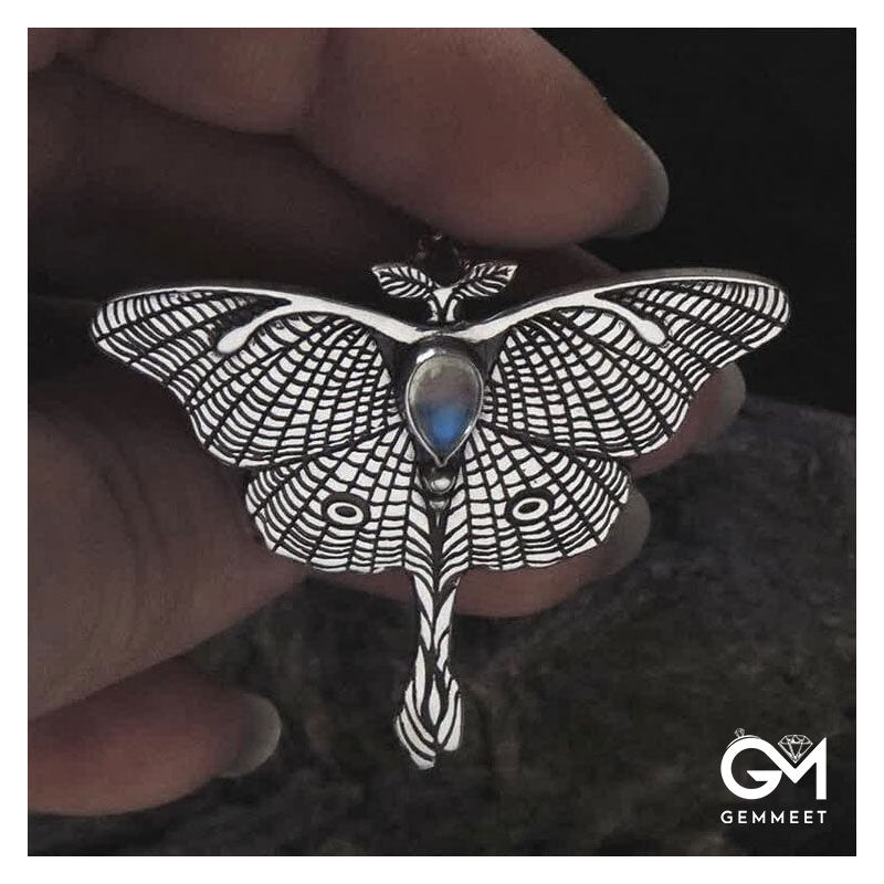 Silver Butterfly Moonstone Necklace