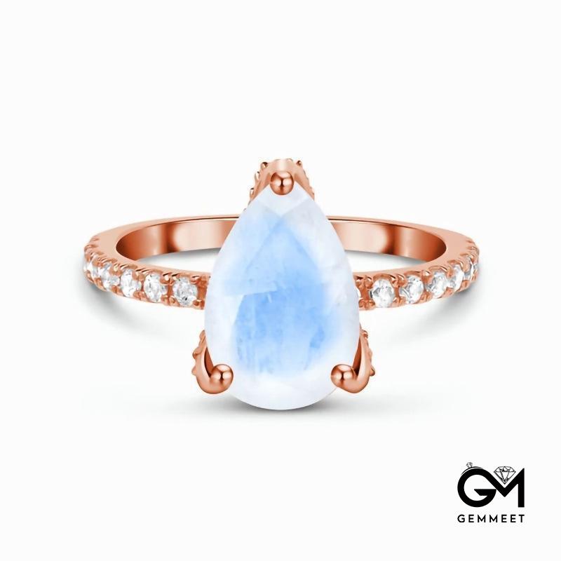 Microdroplet Moonstone Rose Gold Ring