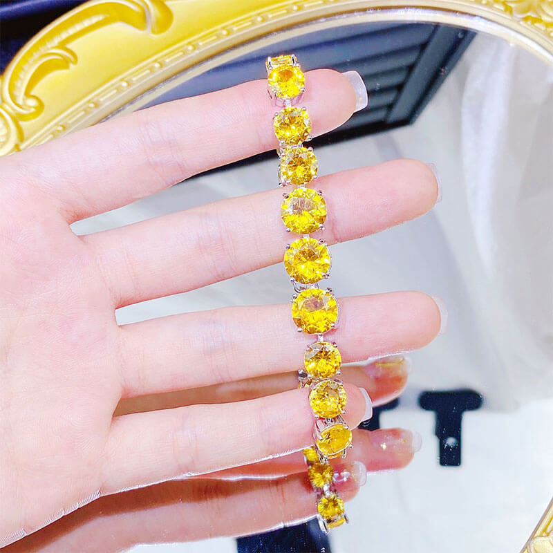 Light Luxury Full Diamond Yellow Zircon Bracelet Pink Zircon Bracelet