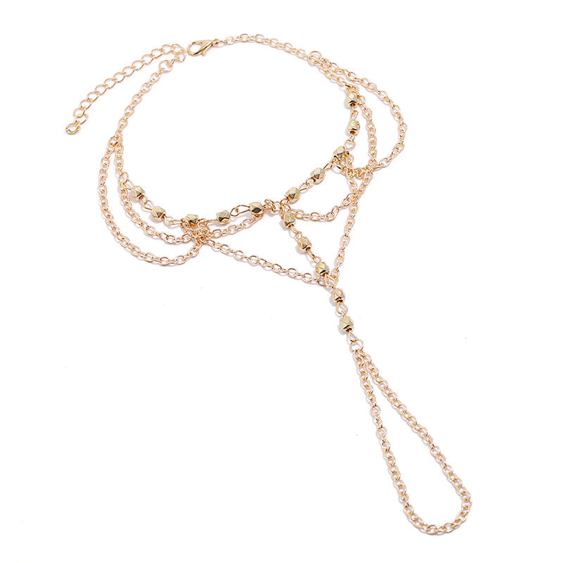 Bohemia Golden Metal Bead Chain Tassel Anklet