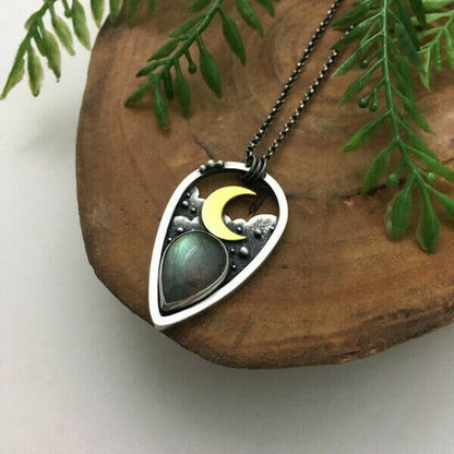 "Labradorite Island" Labradorite Moon Necklace