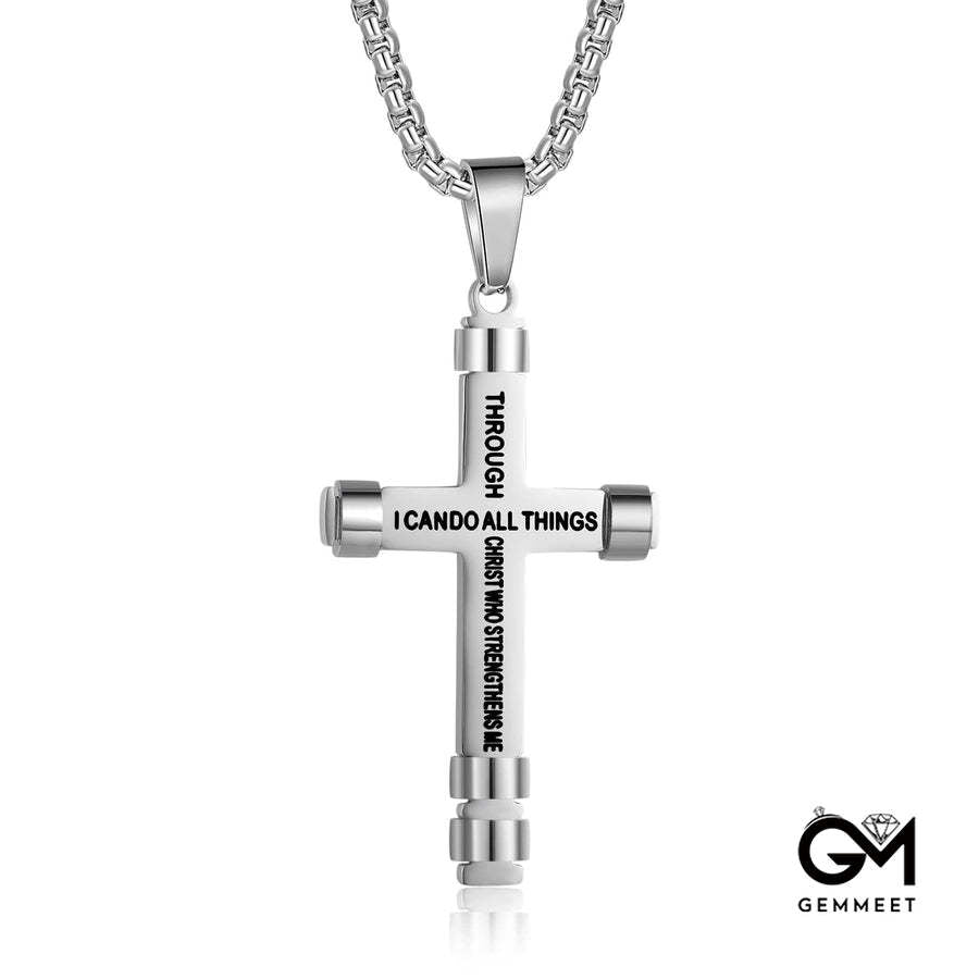 "I CAN DO ALL THINGS" Men's Strength Cross Necklace