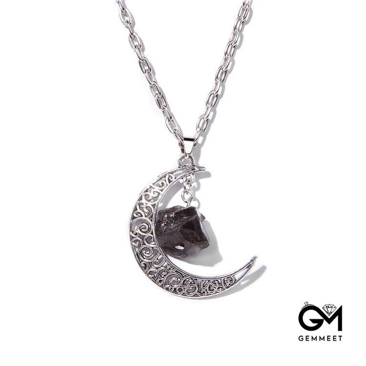 Silver Moon Stone Pendant Necklace