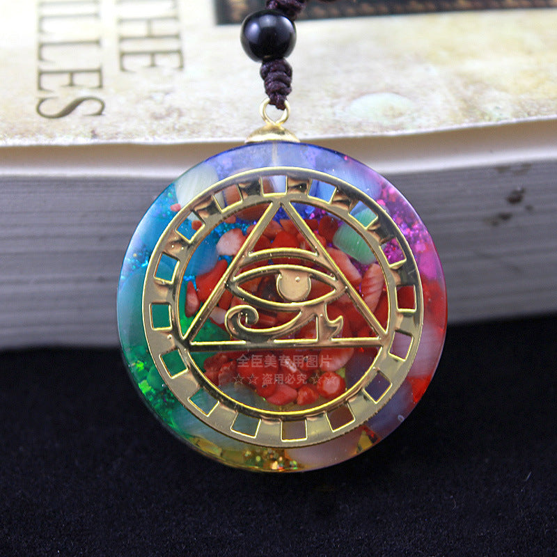 Big Resin Horus Eye Chakra Pendant Necklace