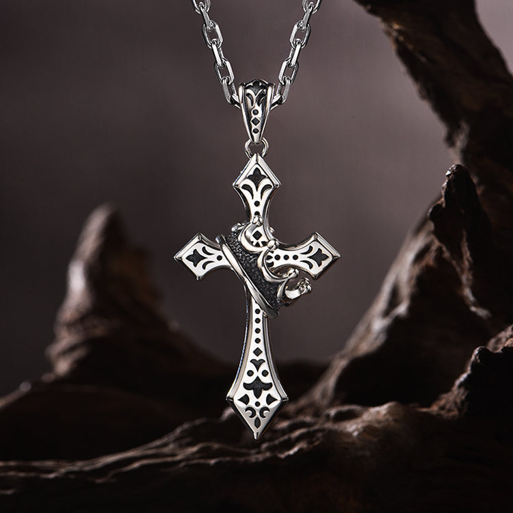 Crown Cross Sterling Silver High Street Pendants Necklace