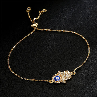 Hamsa Evil Eye Full Stones Pendant Bracelet