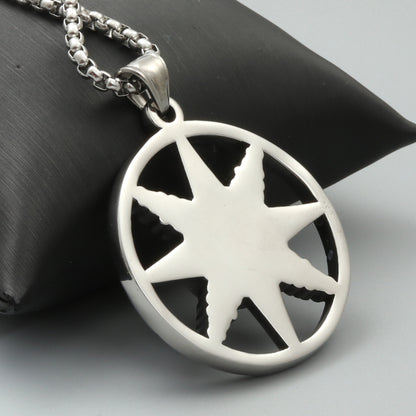 Hollow Compass Rice Character Retro Trendy Men's Pendant