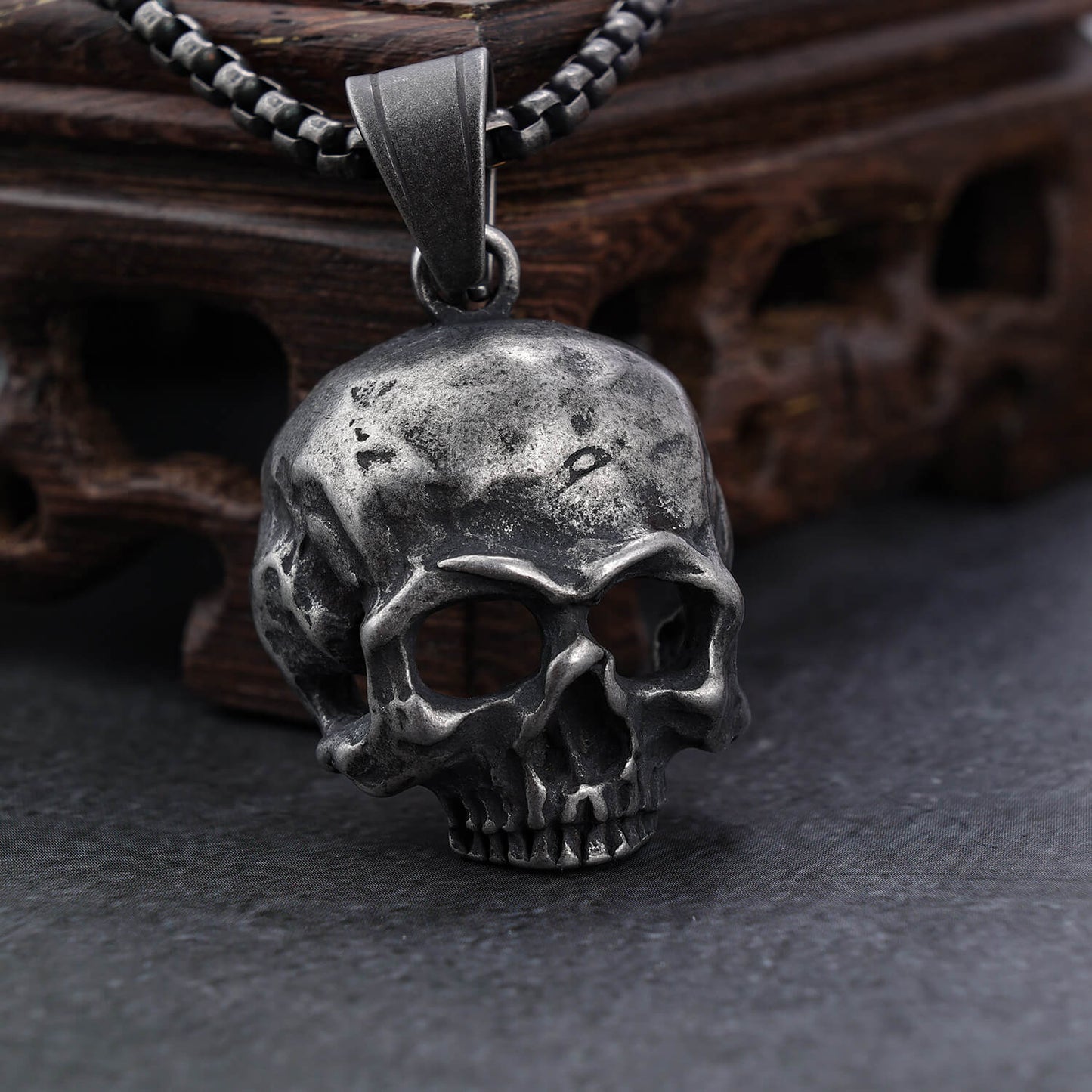 Vintage Stainless Steel Skull Pendant