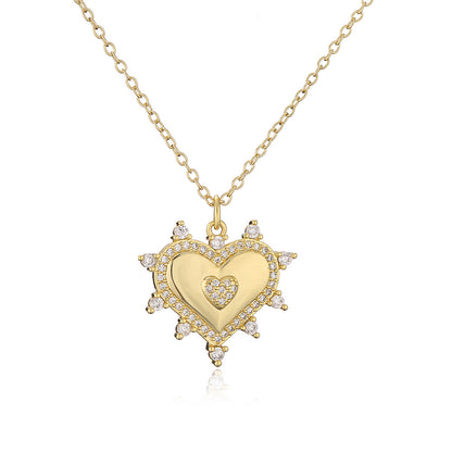 Golden Sun & Heart Pendant Necklace