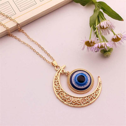 "Moon Love" - Blue Eye Evil Eye Star Necklace