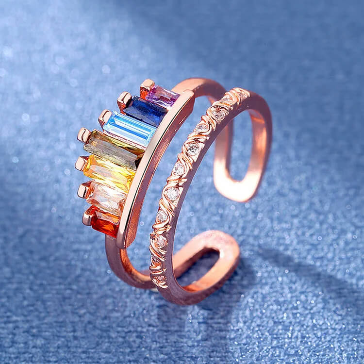 Trendy Rainbow Colourful Zircon Ring