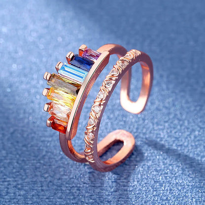 Trendy Rainbow Colourful Zircon Ring