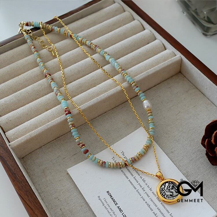 Emperor Stone Freshwater Pearl Beaded Necklace