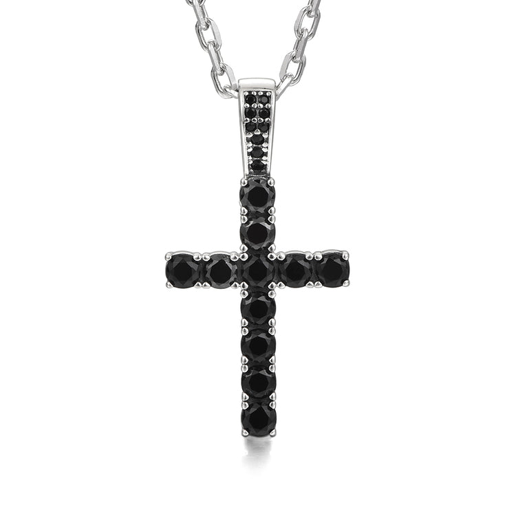 Sterling Silver Cross Zircon Pendants Necklace