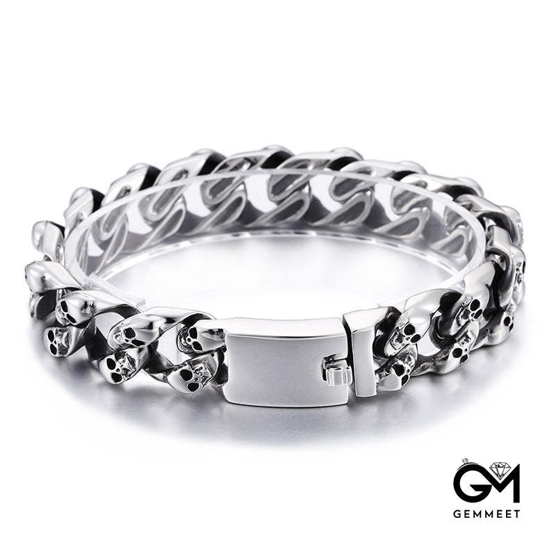 Men's Skull Punk Cuban Link Bracelet