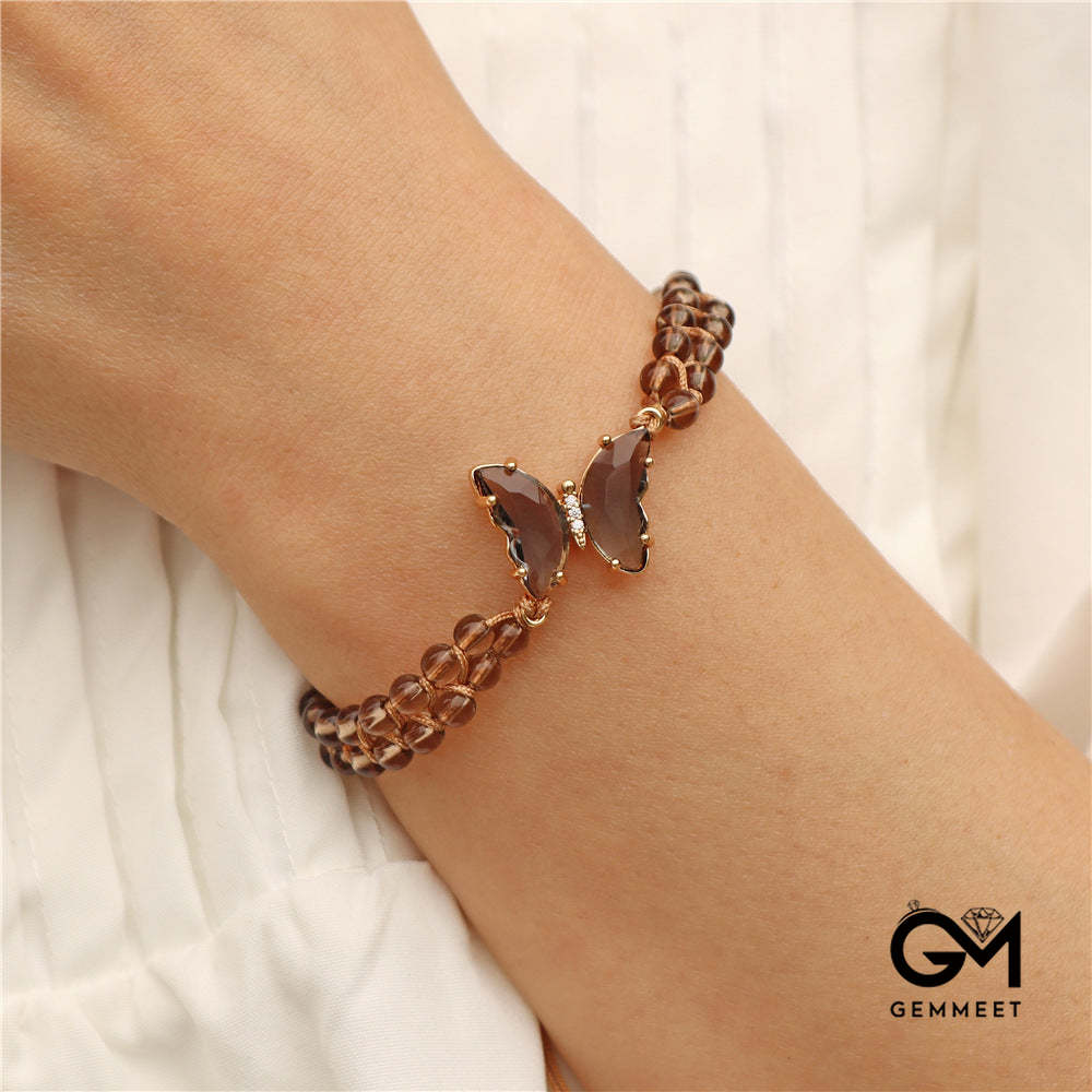 Beauty Butterfly Woven Crystal Bead Bracelet