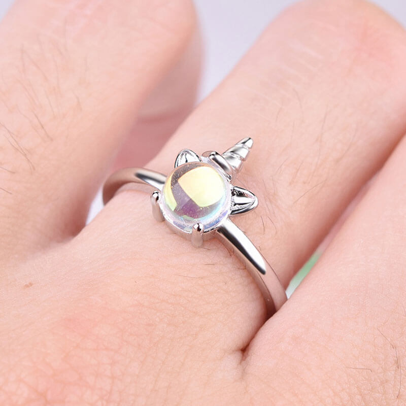 Moonstone Unicorn Adjustable Ring