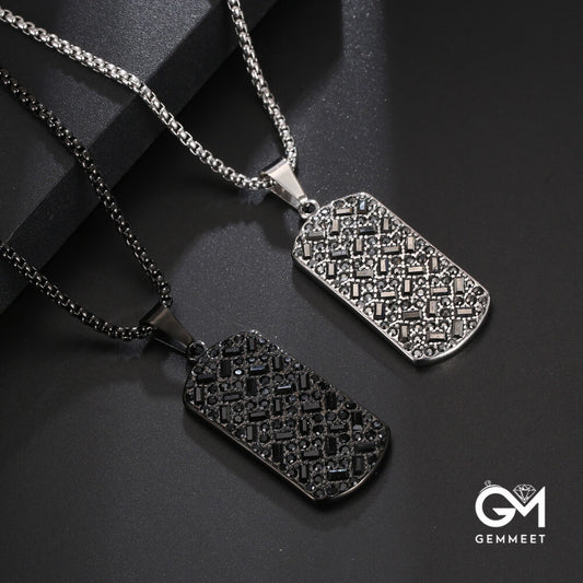 Black Zircon Titanium Steel Necklace