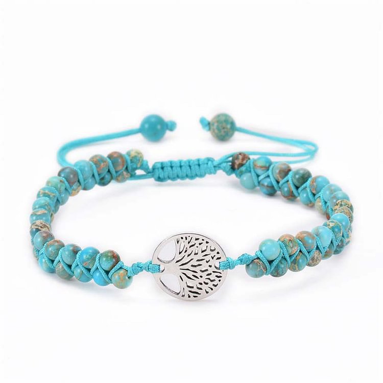 Tree of Life Natural Crystal Double Braided Bracelet