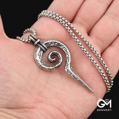 Titanium Steel Coil Snake Scepter Totem Necklace