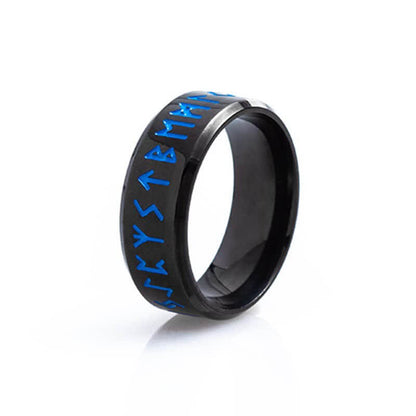 Nordic Blue Runic Viking Ring