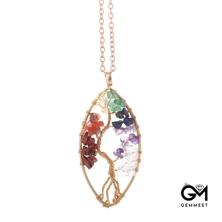 Irregular Crystal Tree of Life Pendant Necklace