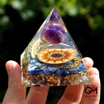 Amethyst with Lapis Lazuli Orgone Pyramid