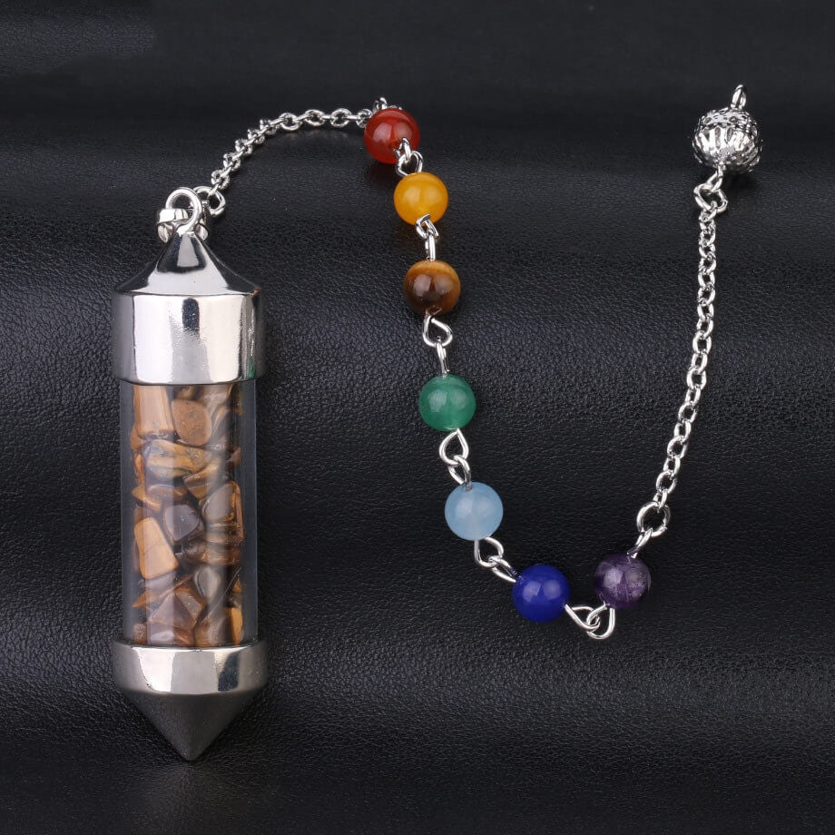 Wishing Bottle Seven-color Stone Cone Pendant