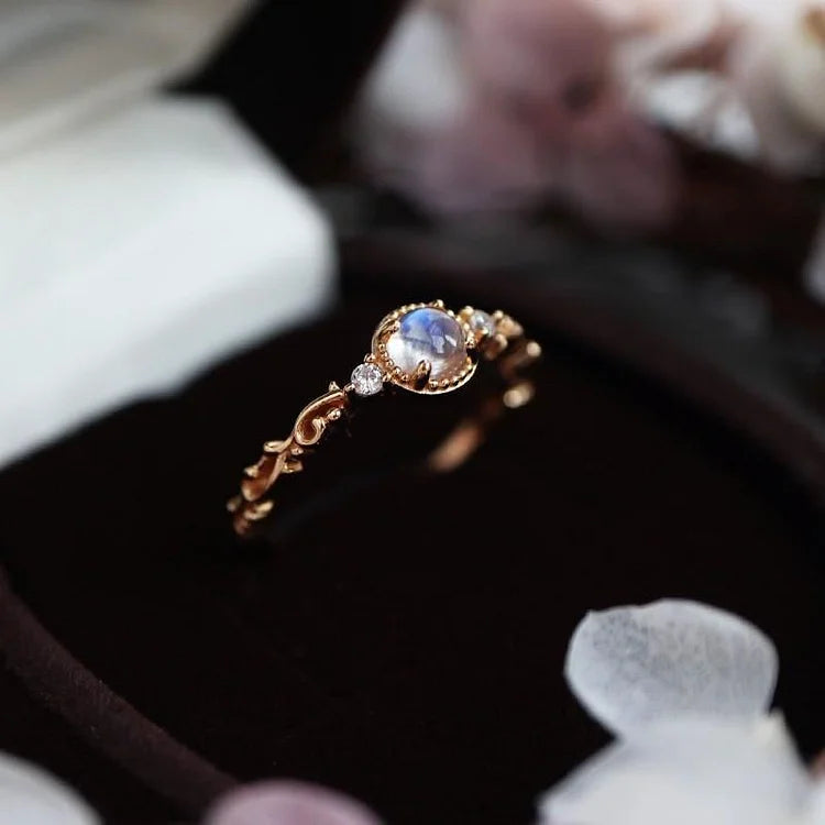 Natural Moonstone Zircon Delicate Ring