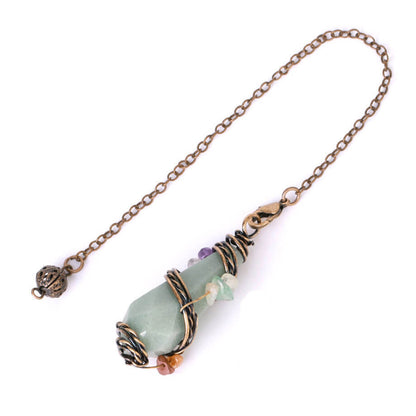 Copper Hand Wound Section Crystal Pillar Diamond Pendant