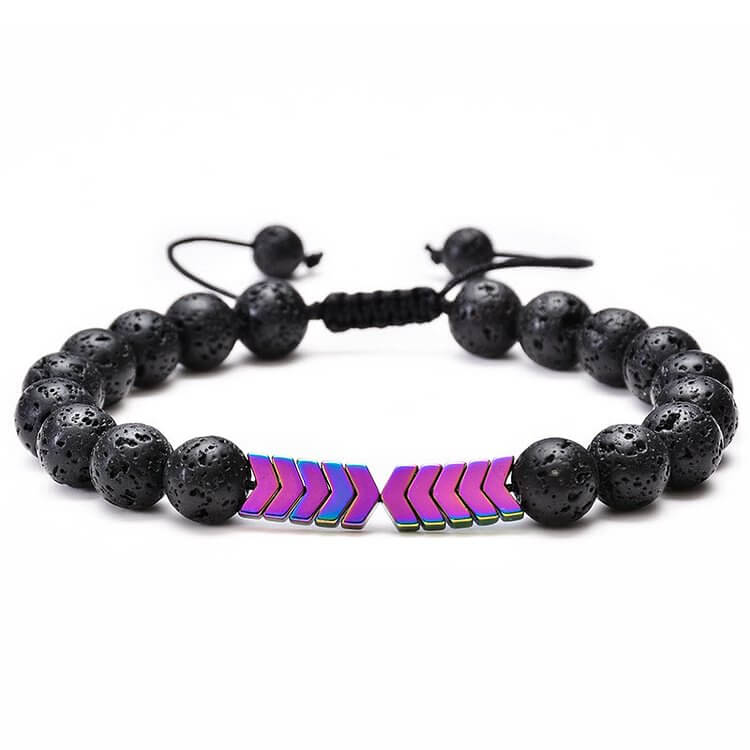 Lava Stone Colorful Magnetite Mens Bracelet