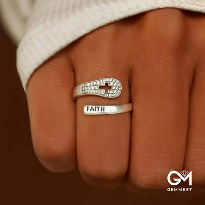 "FAITH" Christian Zircon 925 Sterling Silver Ring