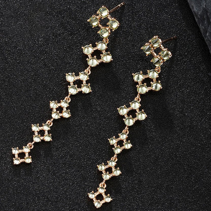 Women's Long Spliced Zircon Earrings