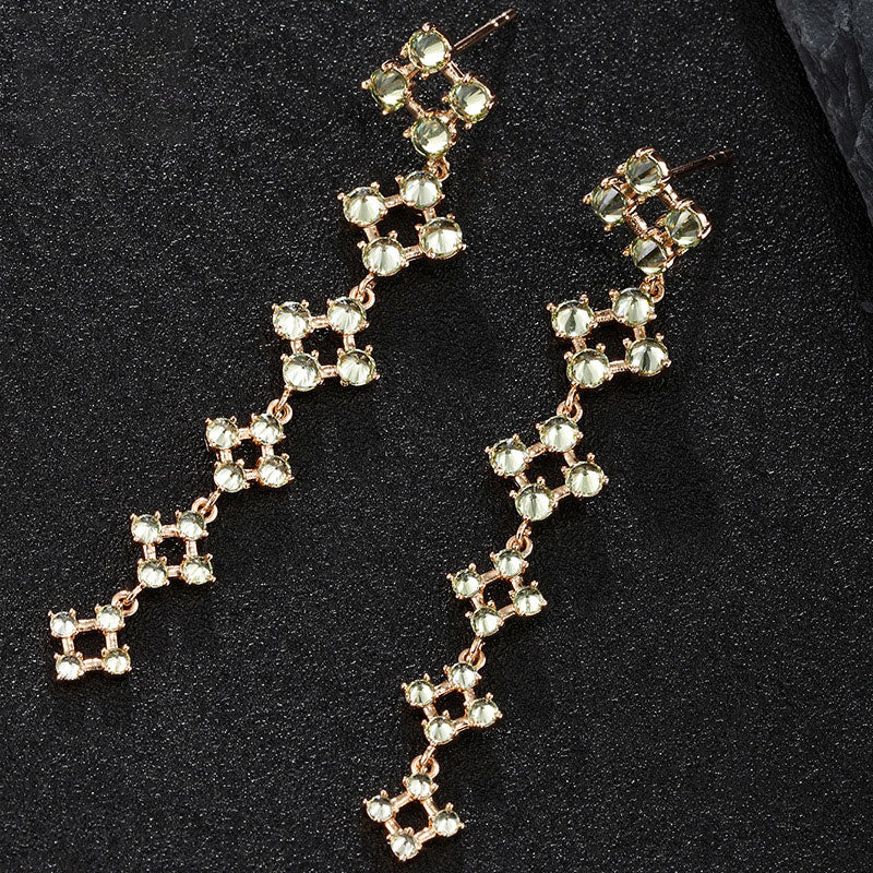 Women's Long Spliced Zircon Earrings