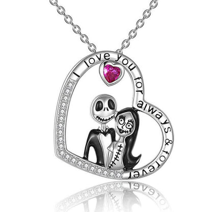 "Everlasting Love" - Skull Couple Heart Cut Necklace