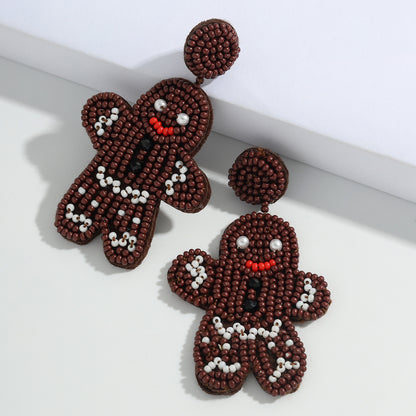 Christmas Handwoven Rice Beads Cute Earrings