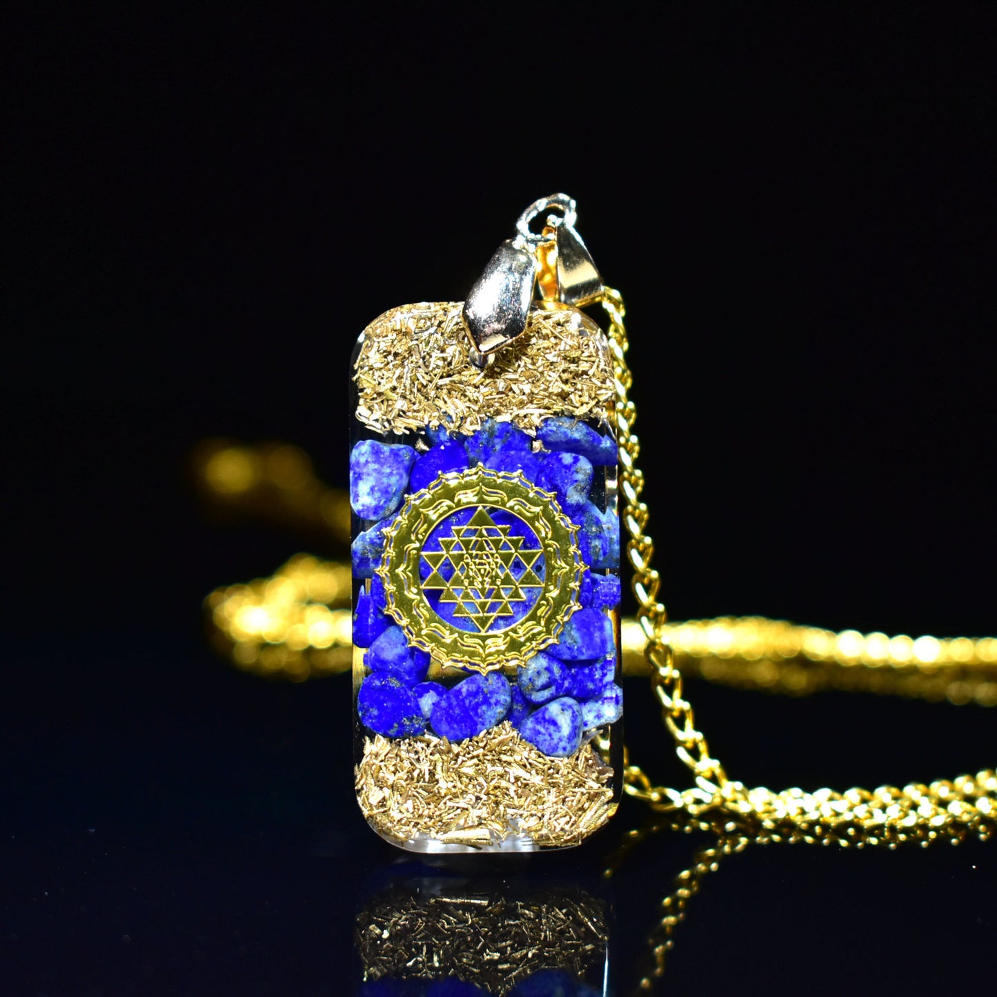 Resin Lapis Lazuli Hexagram Pendant Necklace