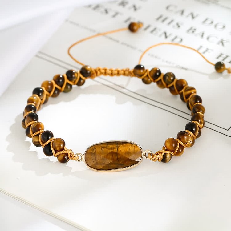 Tiger Eye Beads Braided Bracelet