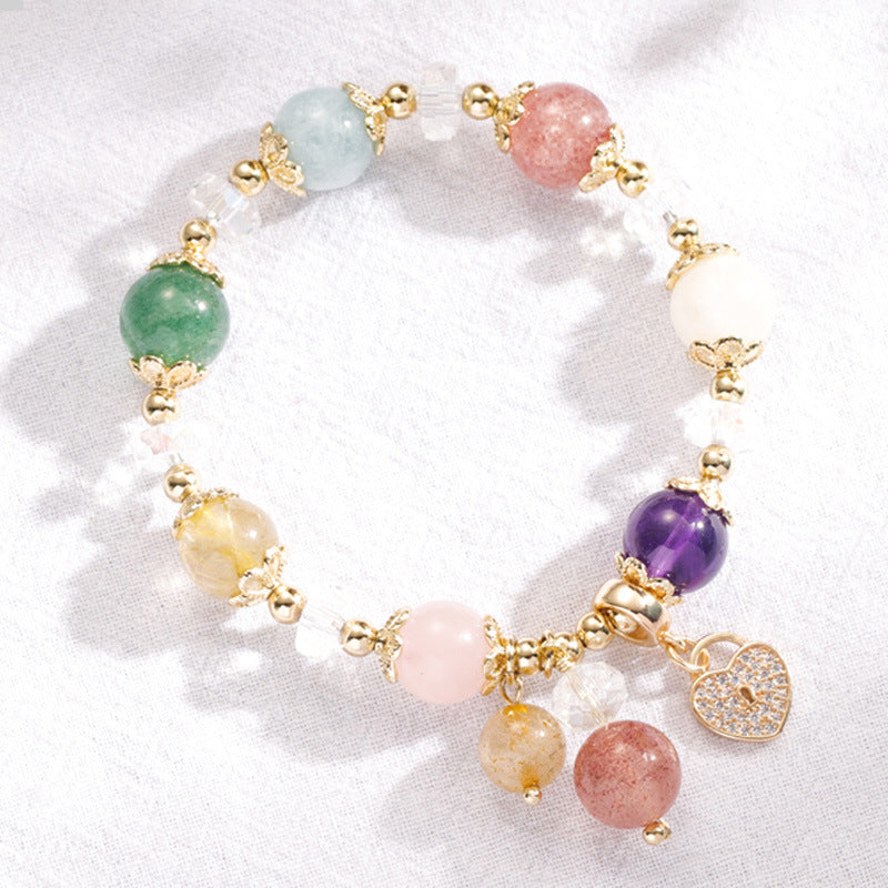 Blonde Crystal Red Green Strawberry Crystal Aquamarine Amethyst Bracelet