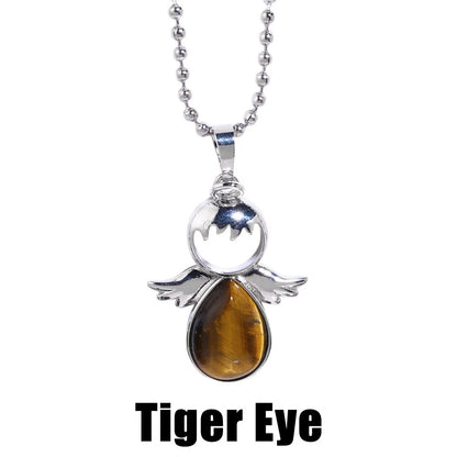 Tiger Eye Butterfly Kitten Angel Wings Pendant Necklace