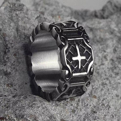 Retro Men's Cross Rhombus Ring