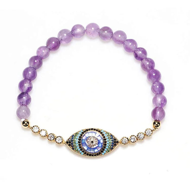 Amethyst Evil Eye Symbol Healing Bracelet