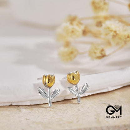 S925 Sterling Silver Simple Tulip Earrings