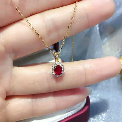 Inlaid Garnet Pendant Necklace