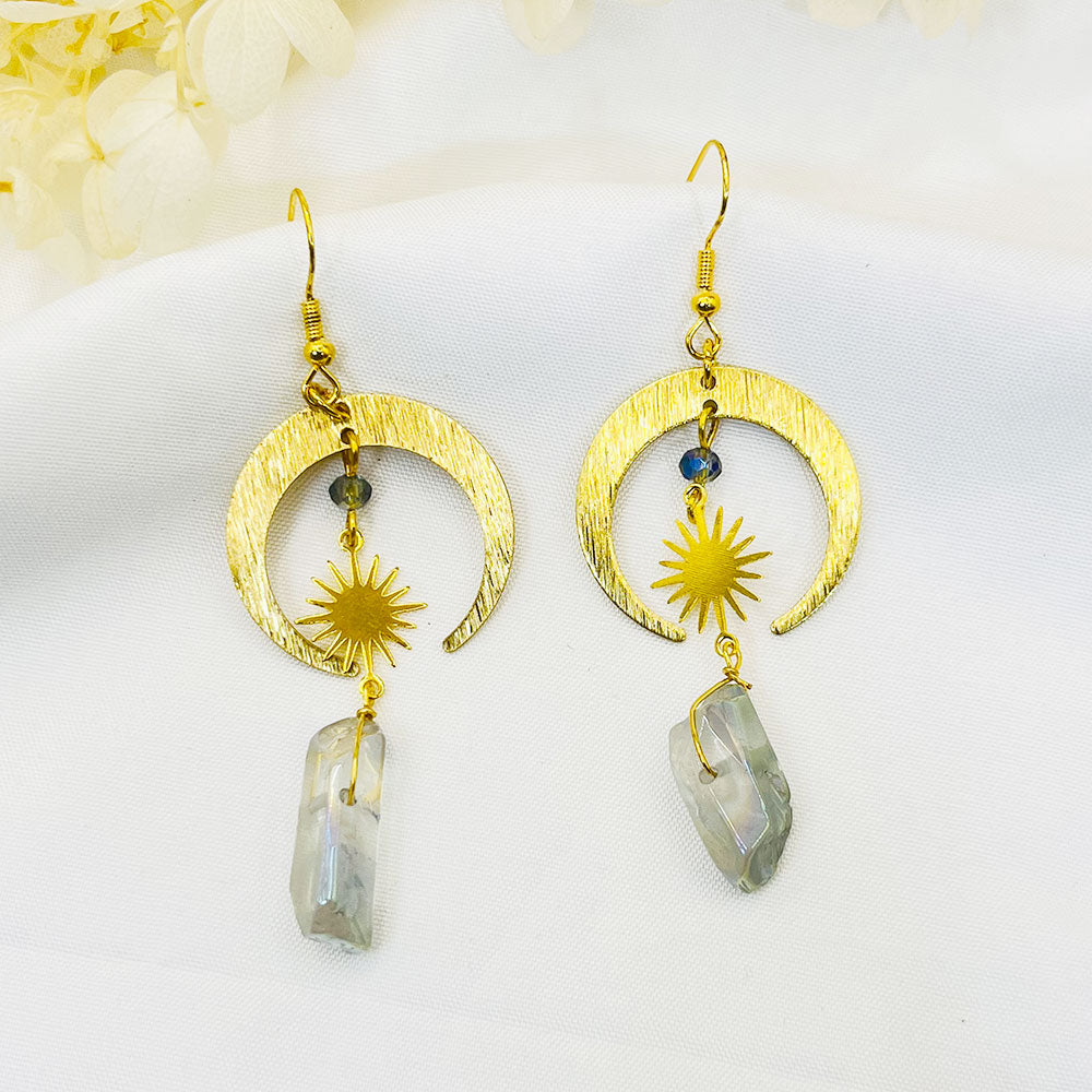 Bohemia Sun & Moon Quartz Earrings