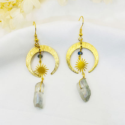 Bohemia Sun & Moon Quartz Earrings