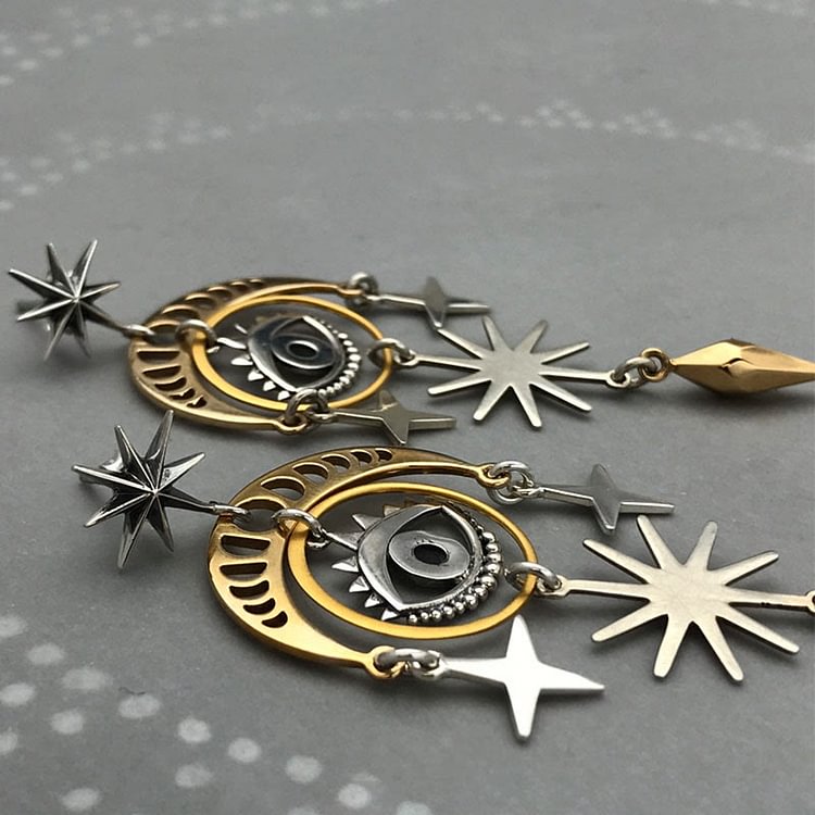 Evil Eye Star Moon Witch Earrings