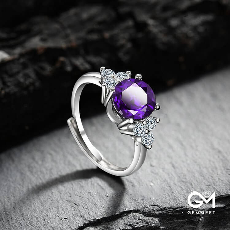 "The Soothing Presence" - Amethyst with Zircon Ring