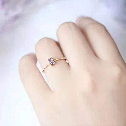 14K Gold Plated Diamond Amethyst Diamond Delicate Ring