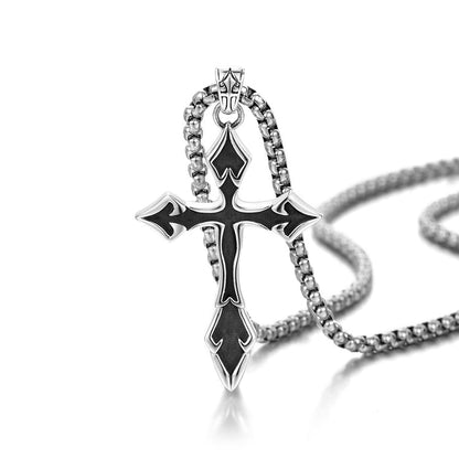 Sterling Silver Black Arrow Cross Pendants Necklace